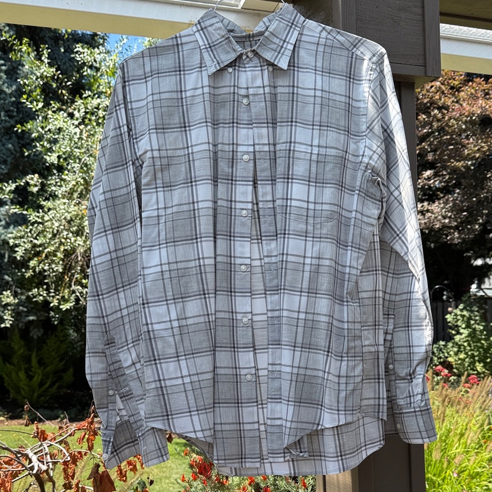 J. Crew Men's White and Gray Plaid Shirt